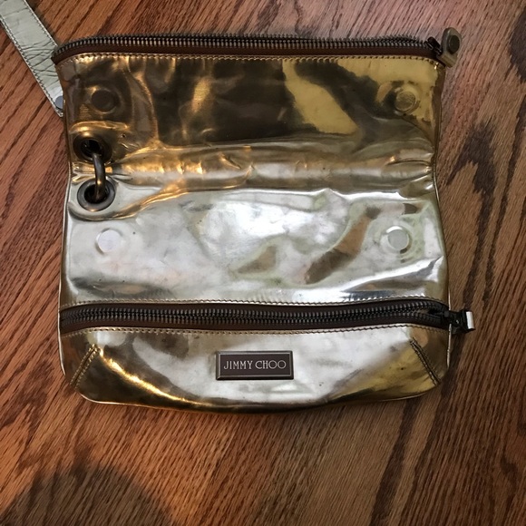 Jimmy Choo silver leather clutch with wrist strap - Picture 2 of 5